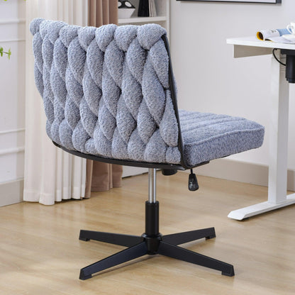 Armless Office Desk Chair No Wheels BLUE - FurniFindUSA