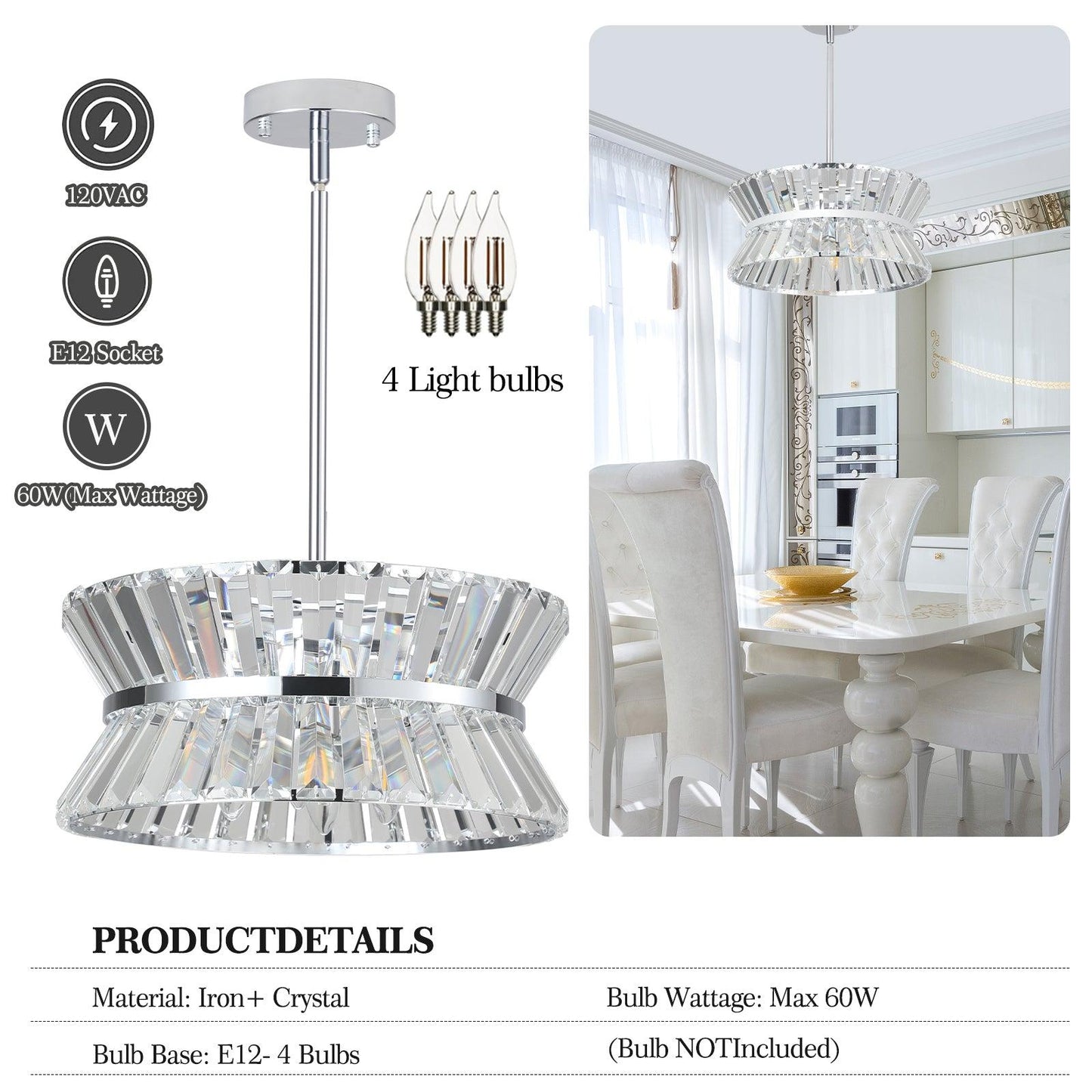 Modern Crystal Chandelier for Living-Room Round Cristal Lamp Luxury Home Decor Light Fixture - FurniFindUSA