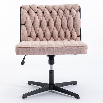 Armless Office Desk Chair No Wheels PINK - FurniFindUSA