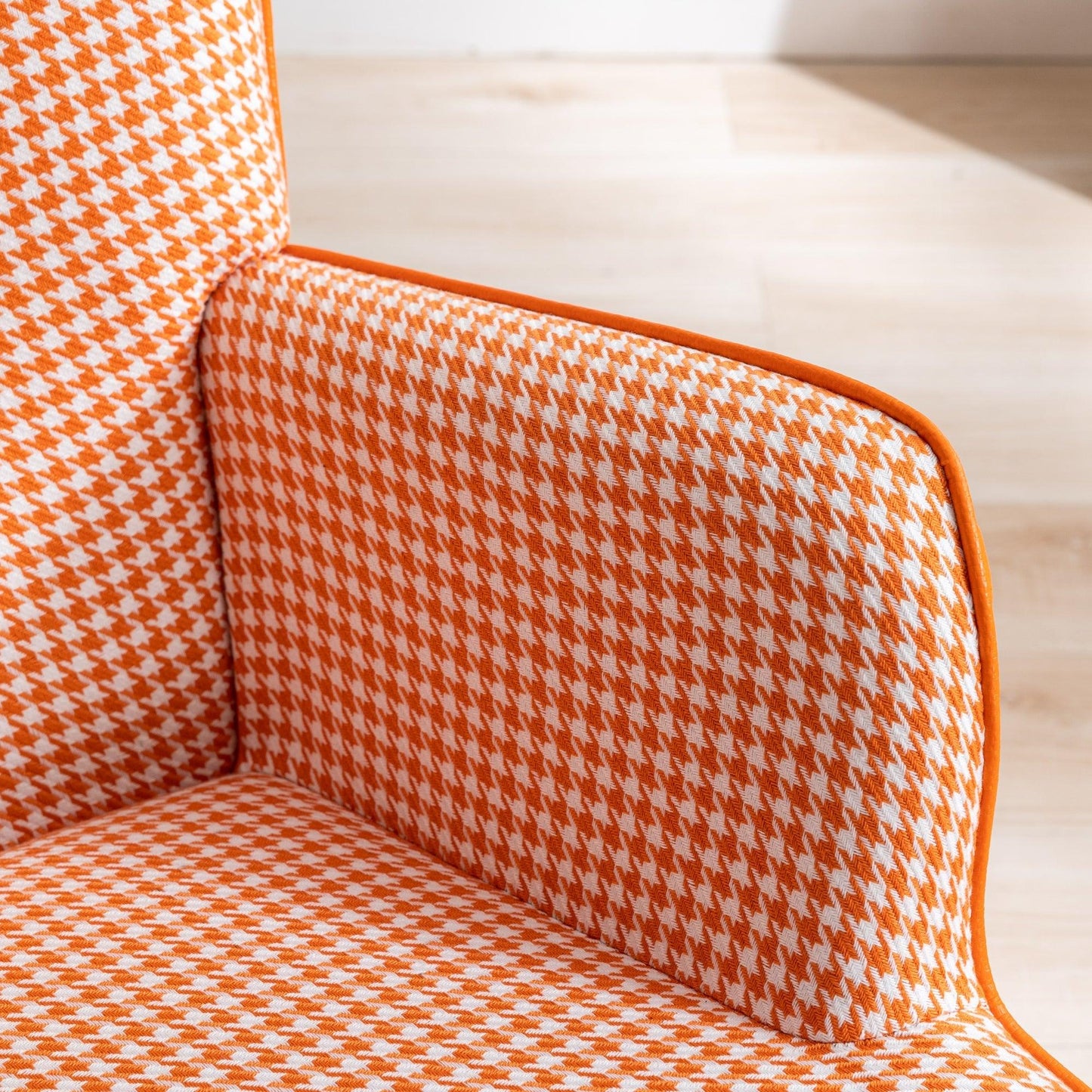 35.5 inch Rocking Chair Soft Houndstooth Fabric Leather Fabric Rocking Chair (orange) - FurniFindUSA