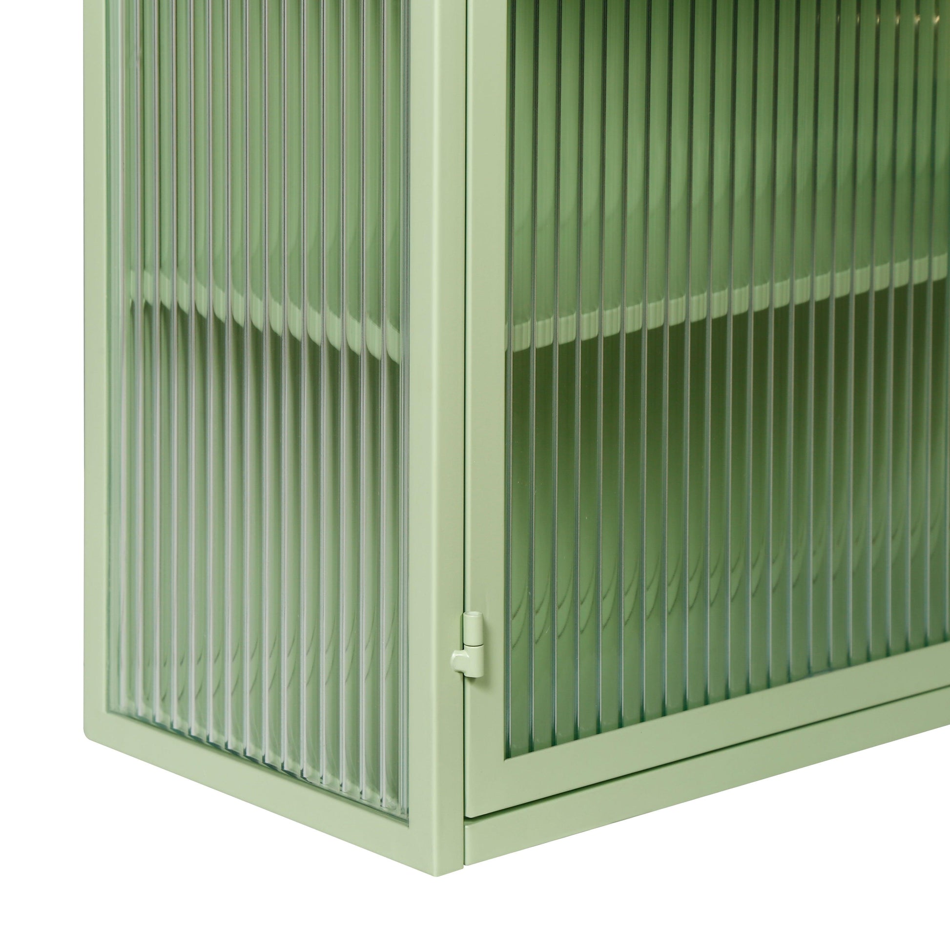 27.56"Glass Doors Modern Two-door Wall Cabinet with Featuring Three-tier Storage Mint Green - FurniFindUSA