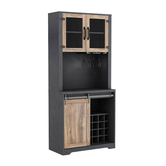 31 Inch Farmhouse Barn Door Bar Cabinet For Living Room Dining Room - FurniFindUSA