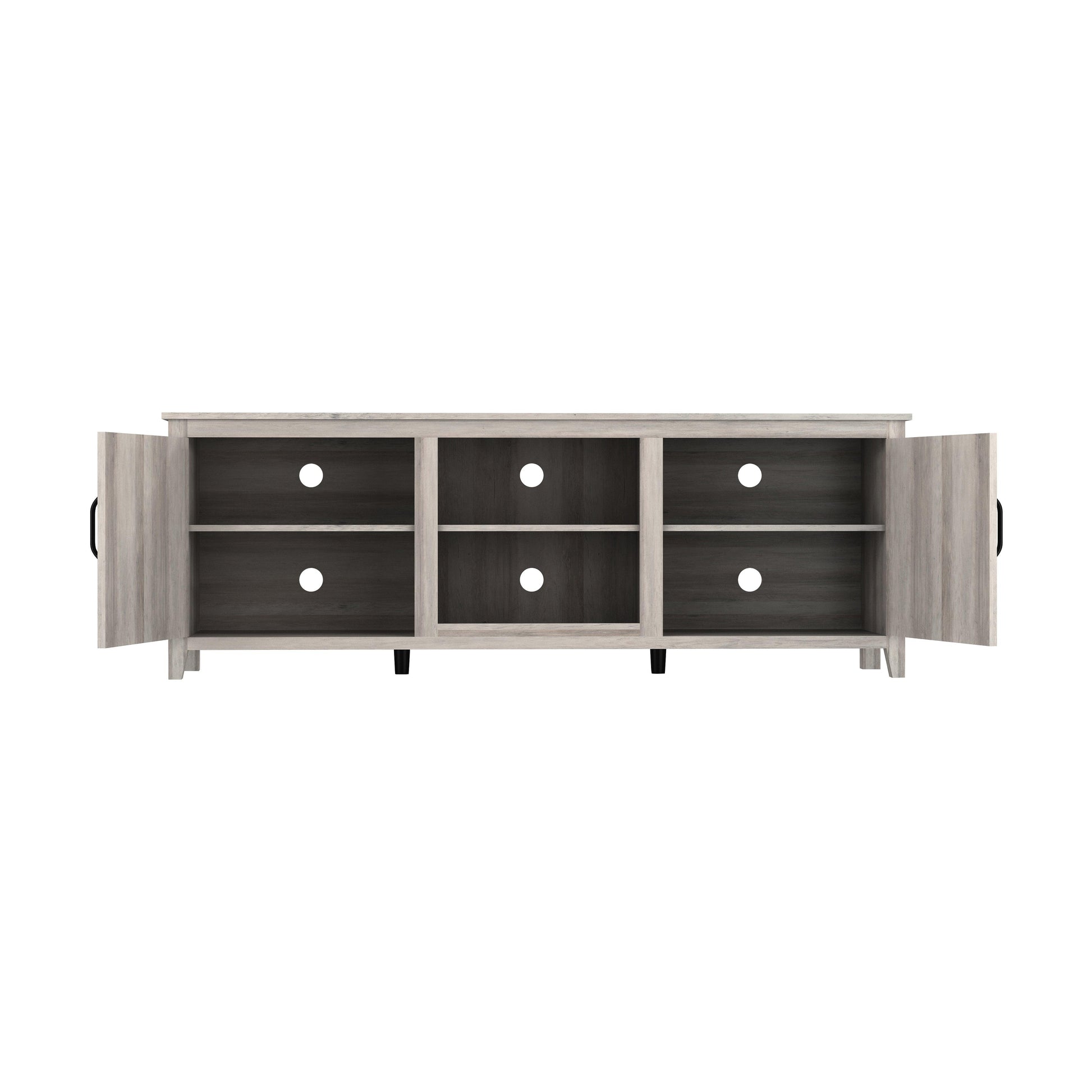 TV Stand Storage Media Console Entertainment Center With Two Doors Grey Walnut - FurniFindUSA