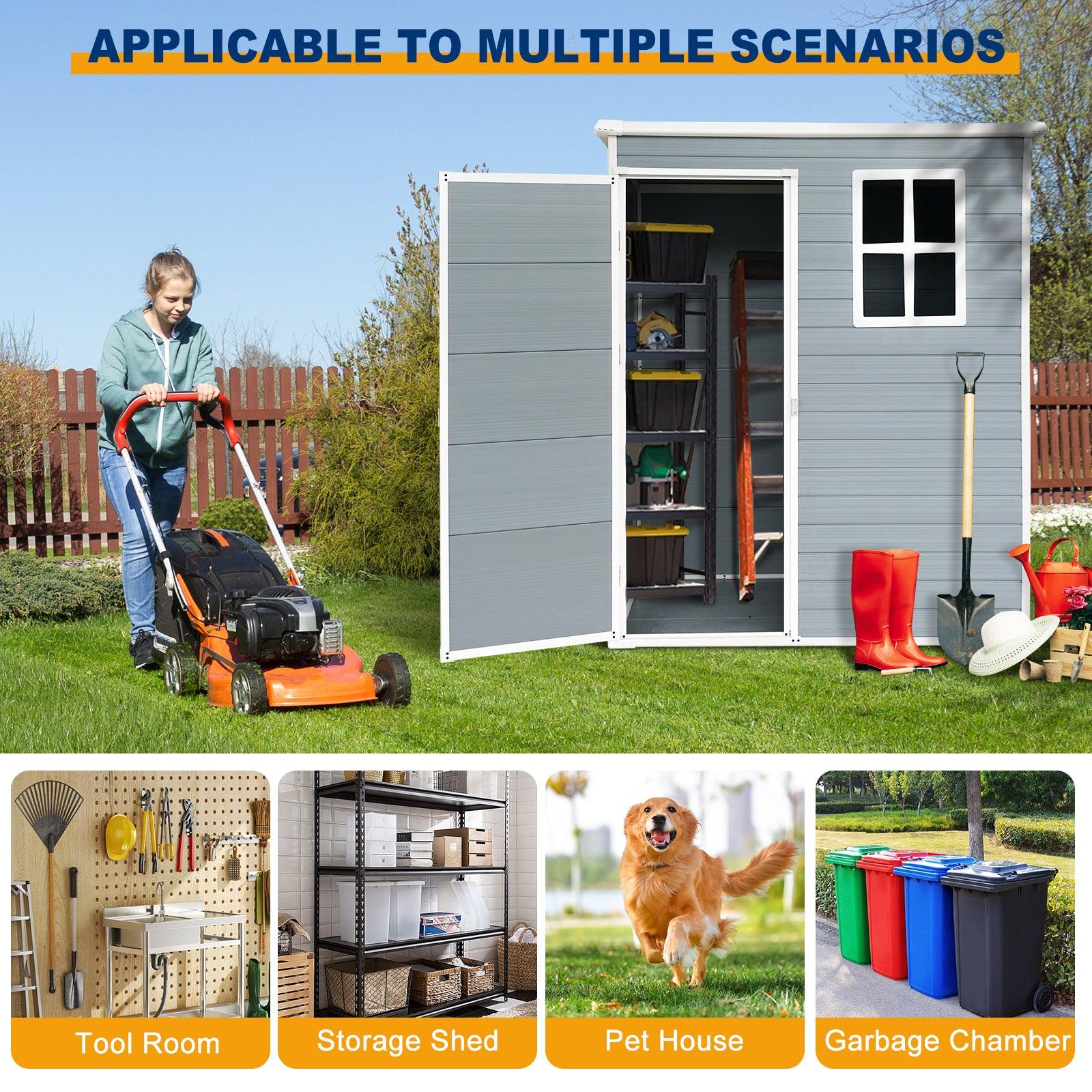 5x3ft Resin Outdoor Storage Shed Kit-Perfect to Store Patio Furniture Grey - FurniFindUSA