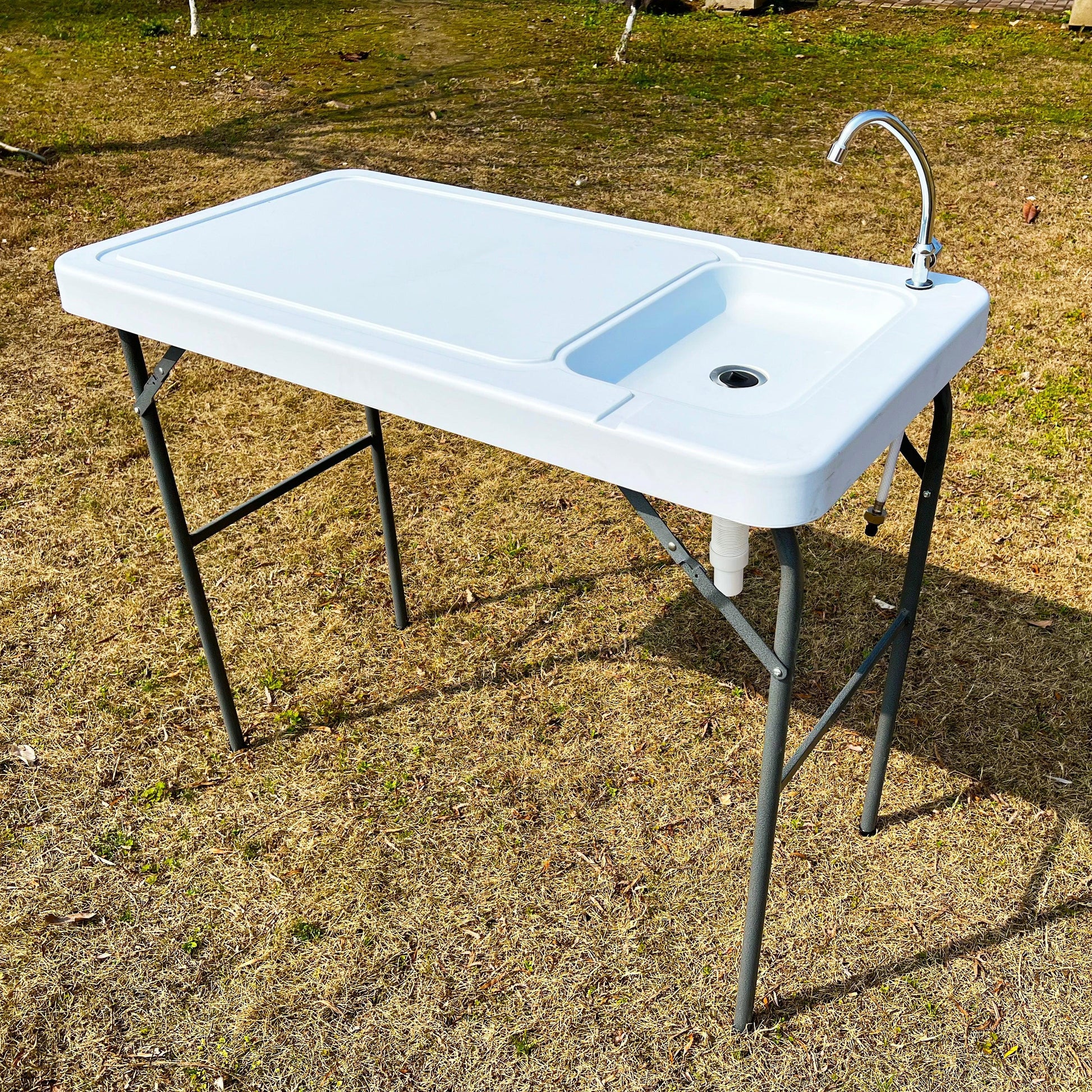 Outdoor Fish and Game Cutting Cleaning Table w/Sink and Faucet - FurniFindUSA