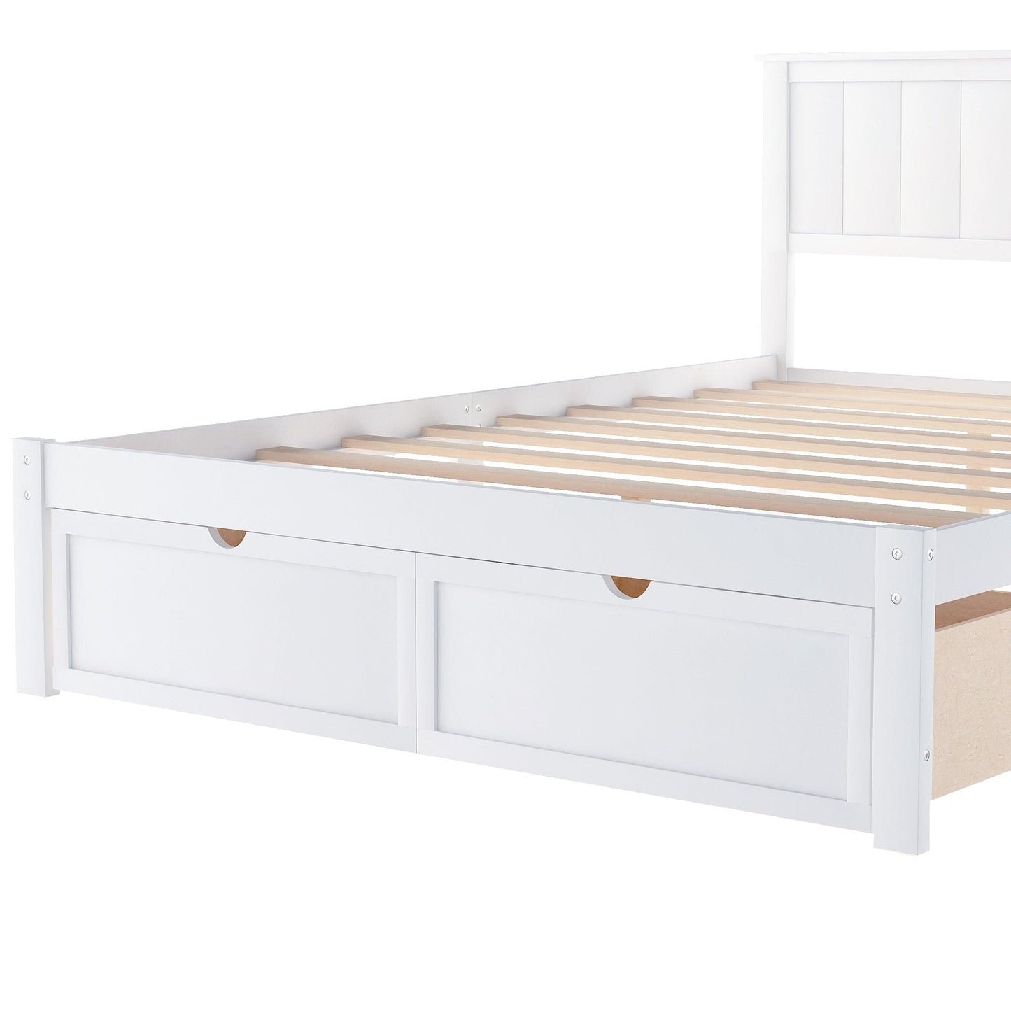 Full Size Platform Bed with Under-bed Drawers White - FurniFindUSA