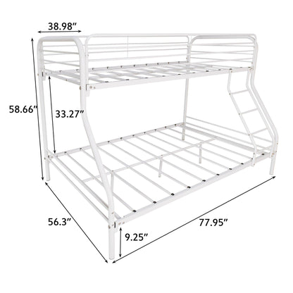 Heavy Duty Twin-Over-Full Metal Bunk Bed Easy Assembly with Enhanced Upper-Level Guardrail White - FurniFindUSA