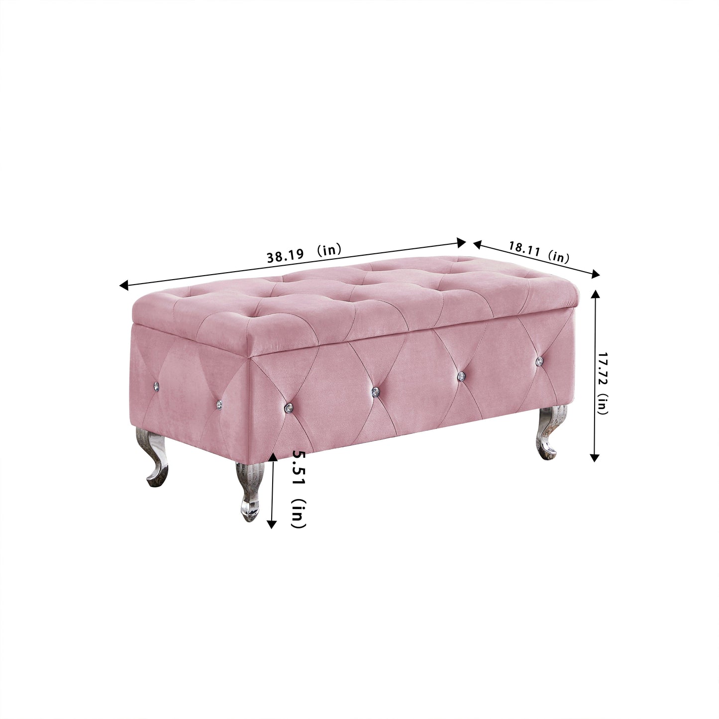 Storage Bench Flip Top Entryway Bench Seat with Safety Hinge Storage Chest with Padded Seat Pink Velet - FurniFindUSA