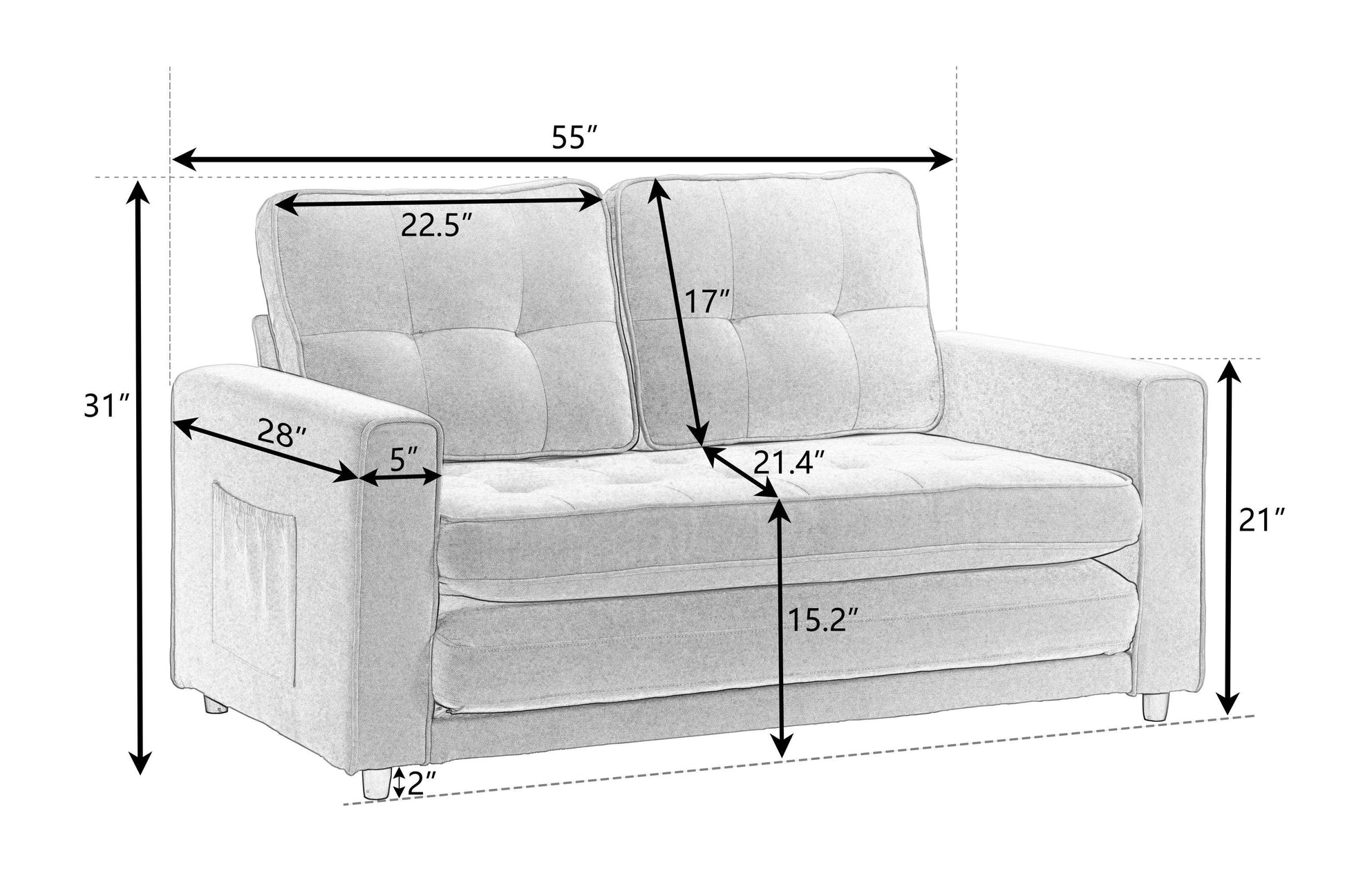 3 Fold Sofa Convertible Futon Couch sleeper sofabed Space saving loveseat Dark Gray & Light Gray & Beige - FurniFindUSA