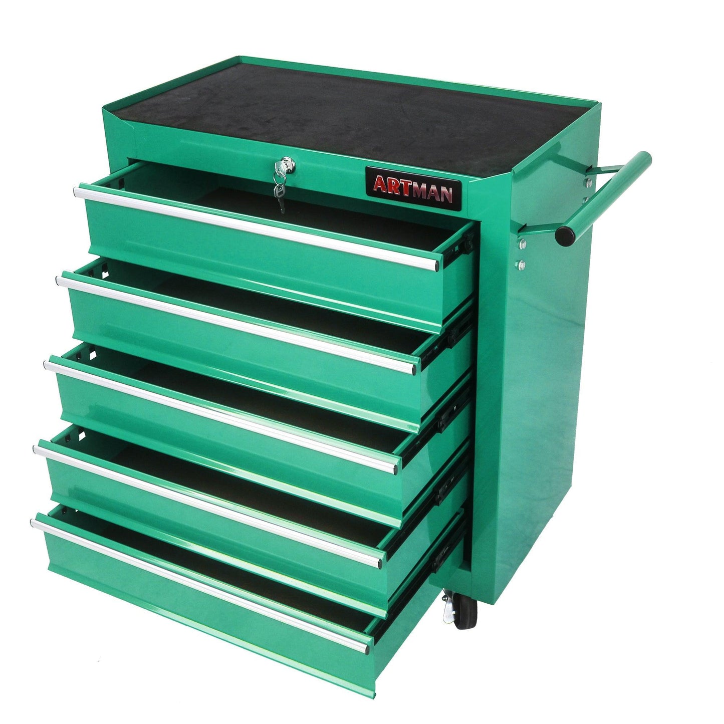 5 DRAWERS MULTIFUNCTIONAL TOOL CART WITH WHEELS-GREEN - FurniFindUSA