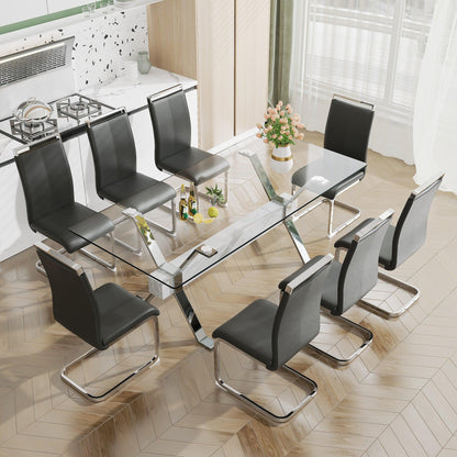 Dining table Modern tempered glass dining table 79 ''x39''x30 '' 1105 - FurniFindUSA