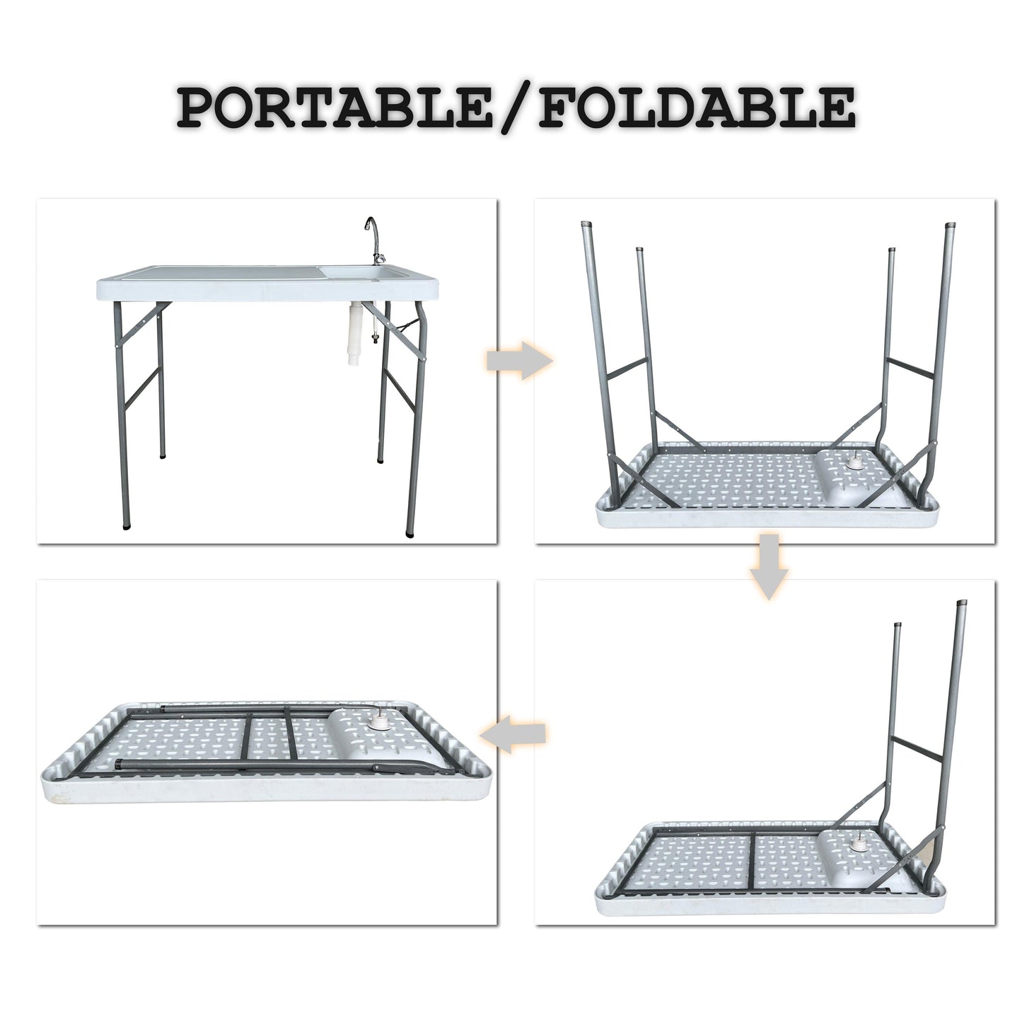 Outdoor Fish and Game Cutting Cleaning Table w/Sink and Faucet - FurniFindUSA