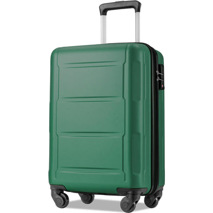 Expanable Spinner Wheel 2 Piece Luggage Set ABS Lightweight Suitcase with TSA Lock 20inch+24inch Green + Plastic - FurniFindUSA