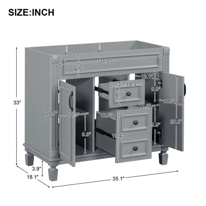 36'' Bathroom Vanity without Top Sink Cabinet only Modern Bathroom Storage Cabinet with 2 Soft Closing Doors and 2 Drawers - FurniFindUSA