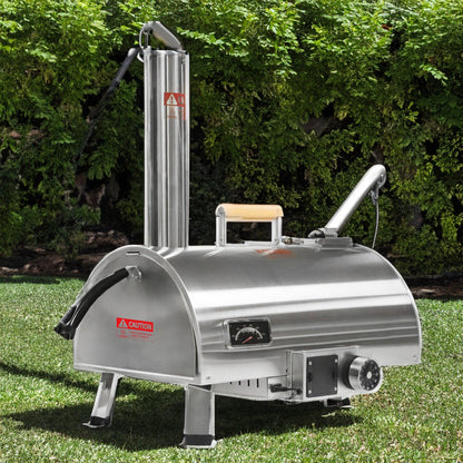 Pizza Oven Outdoor 12" Automatic Rotatable Pizza Ovens Portable Stainless Steel Wood Fired Pizza - FurniFindUSA