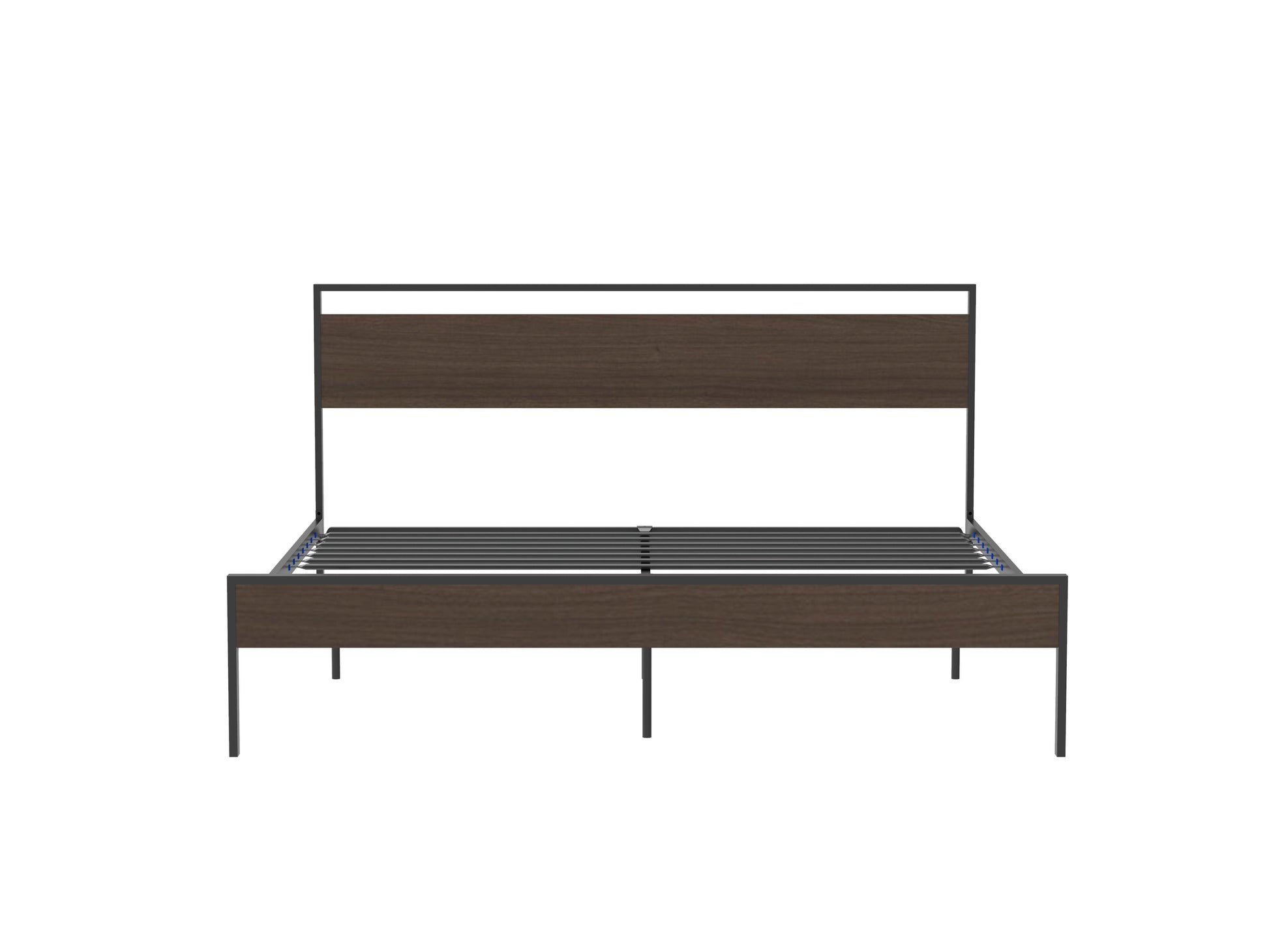 Ceres Metal Bed Black with Walnut wood Headboard&Footboard King - FurniFindUSA