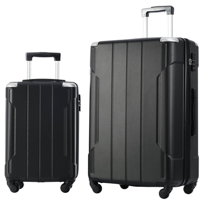 Hardshell Luggage Sets 3 Pcs Spinner Suitcase with TSA Lock Lightweight 20''24''28'' Black + ABS - FurniFindUSA