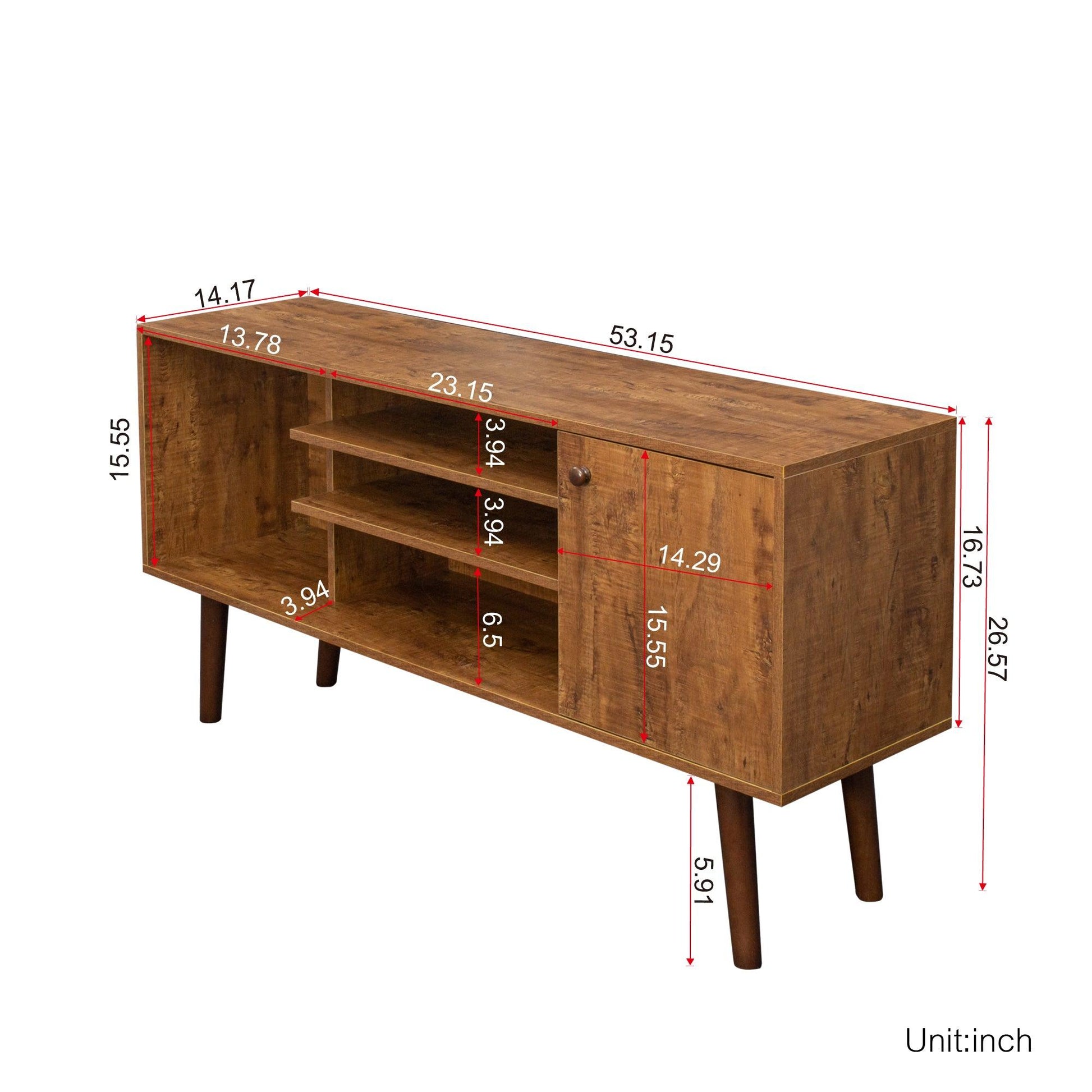 TV Stand Use in Living Room Furniture with 1 storage and 2 shelves Cabinet high quality particle board Walnut - FurniFindUSA