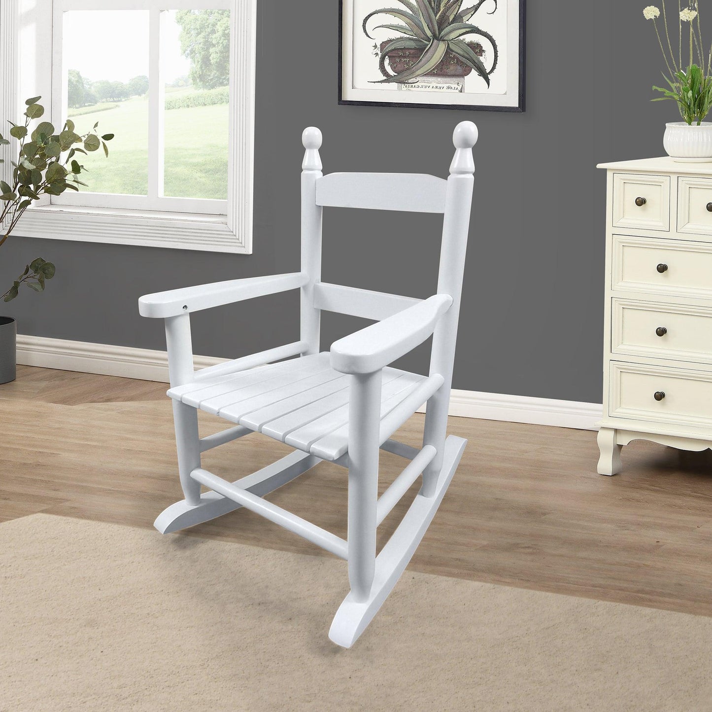 Children's rocking white chair- Indoor or Outdoor -Suitable for kids-Durable - FurniFindUSA