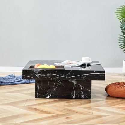 A modern and practical coffee table made of MDF material with black patterns - FurniFindUSA