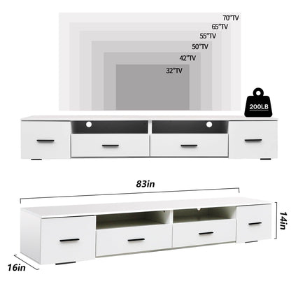 White TV Stand for Living Room Modern Entertainment Center Stand for TV Up to 90 Inch - FurniFindUSA