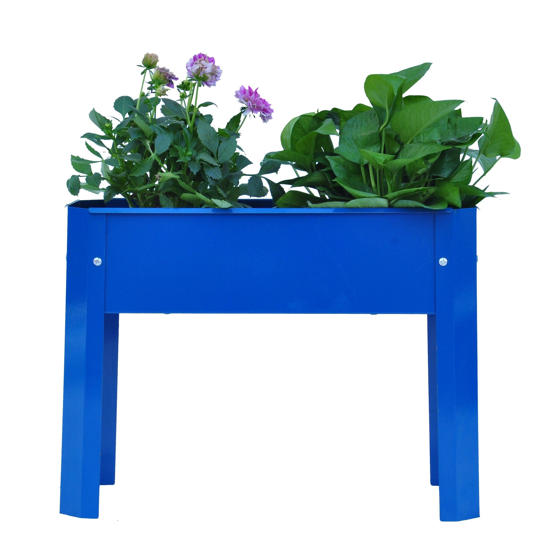 Elevated garden bed metal elevated outdoor flowerpot box suitable for backyard and terrace large flowerpot flower(Blue*2） - FurniFindUSA