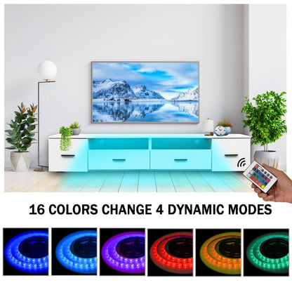 White TV Stand for Living Room Modern Entertainment Center Stand for TV Up to 90 Inch - FurniFindUSA