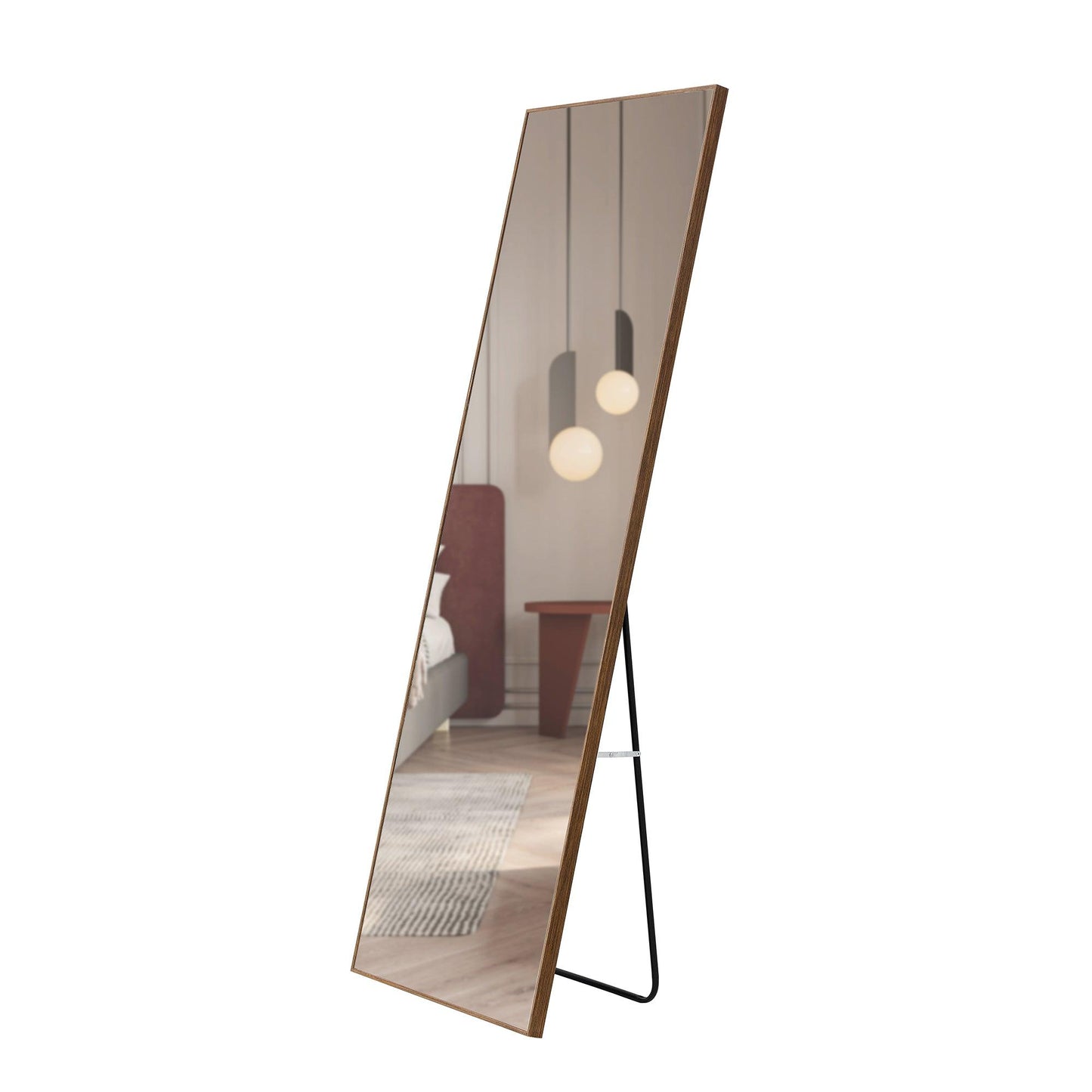 60x17 Brown Solid Wood Frame Full-length Mirror, Dressing Mirror, Bedroom Home Porch - FurniFindUSA