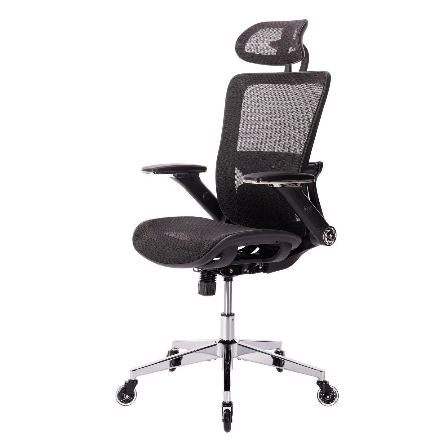 BLACK Ergonomic Mesh Office Chair High Back - Adjustable Headrest with Flip-Up Arms - FurniFindUSA