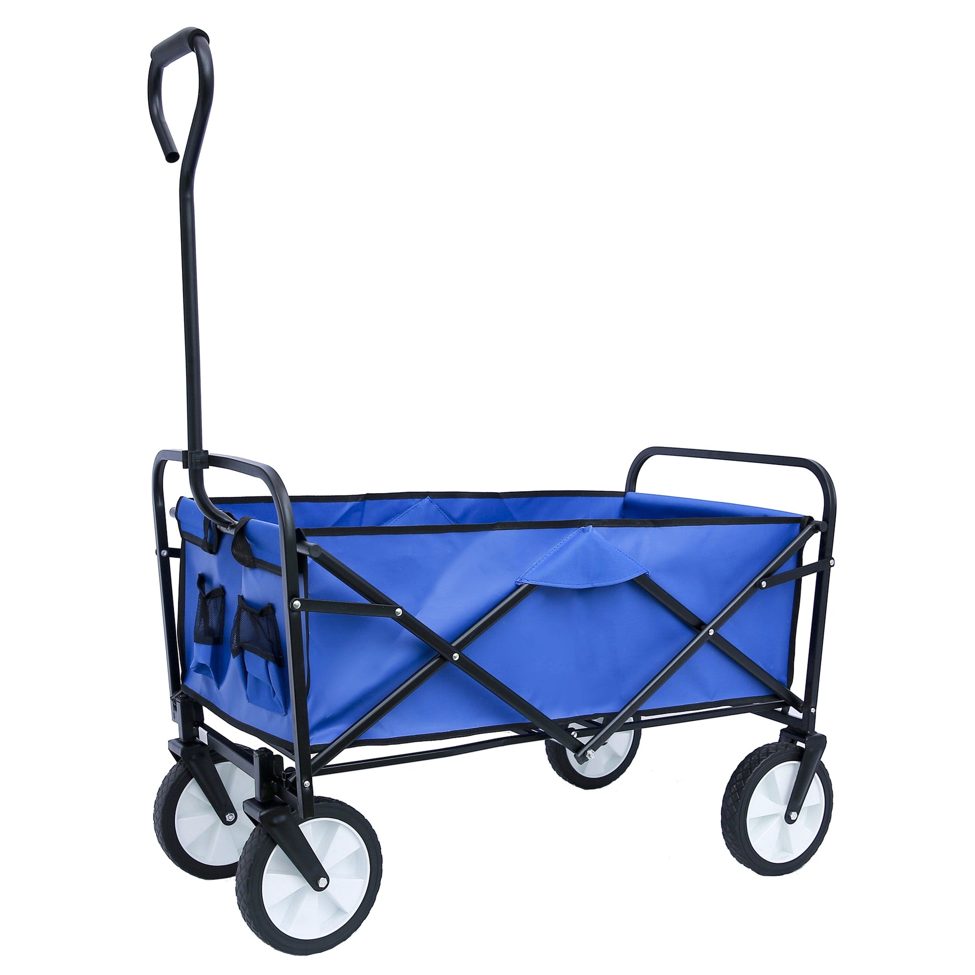 Folding Wagon Garden Shopping Beach Cart (Blue) - FurniFindUSA