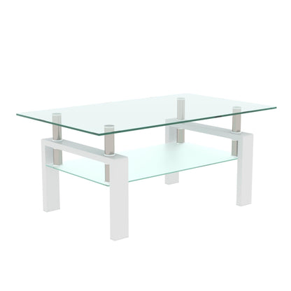 White Coffee Table Clear Coffee Table Modern Side Center Tables for Living Room Living Room Furniture - FurniFindUSA