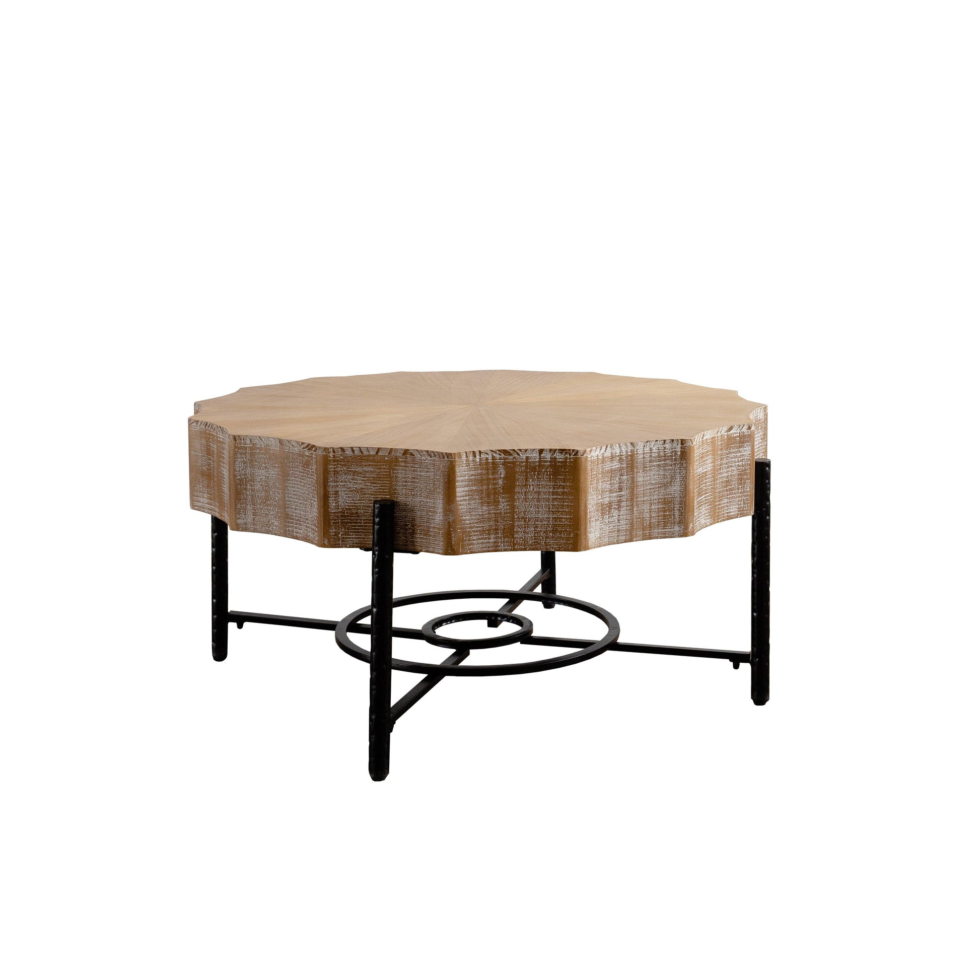 31.5 "Vintage Patchwork Lace Shape Coffee Table Cedar Coffee Table Set (Set of 2) - FurniFindUSA