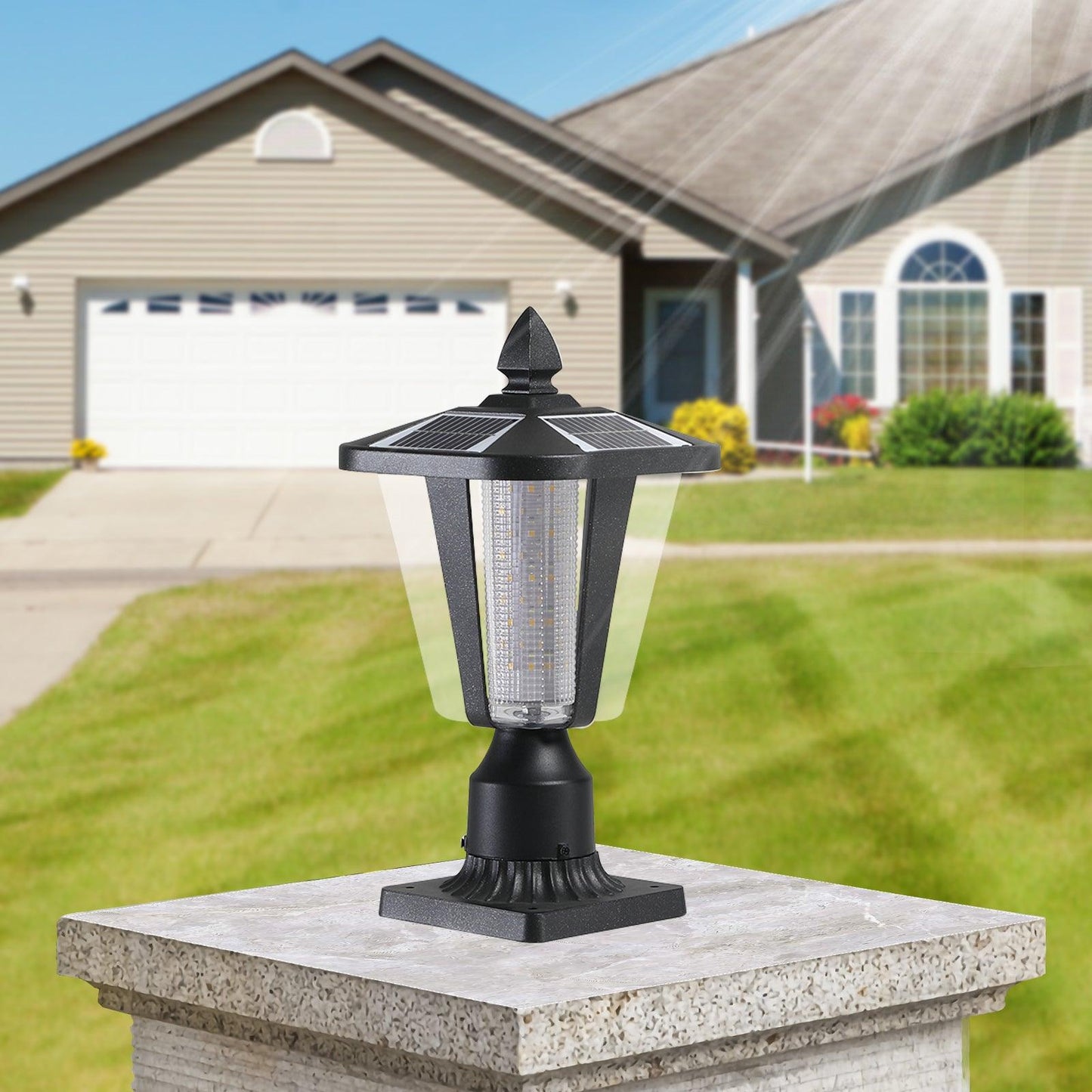 Solar Column Headlights With Dimmable LED - FurniFindUSA