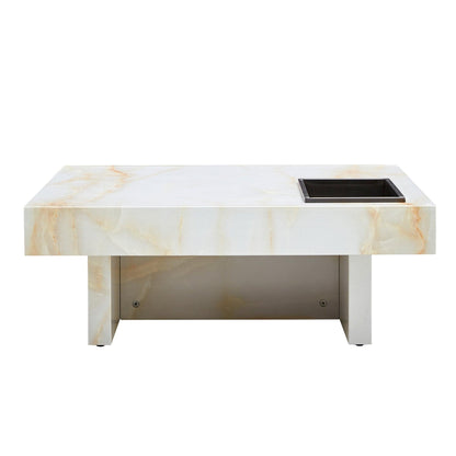 A modern and practical coffee table with imitation marble patterns made of MDF material - FurniFindUSA