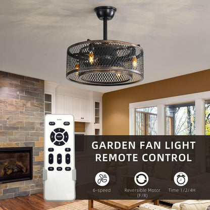 20 inch Caged Ceiling Fan with Lights - FurniFindUSA