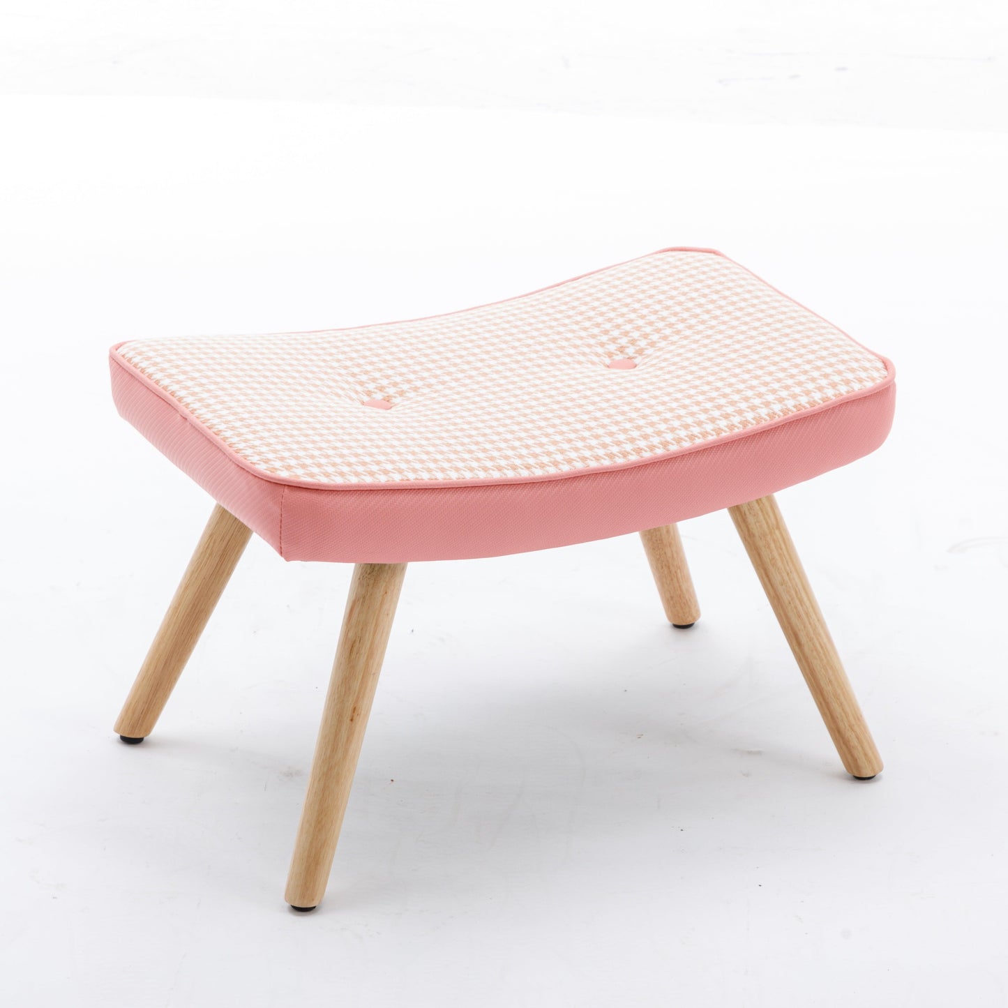 Wooden Step ottoman Wooden Step Stool for Adults Square Cushion Foot Stool (PINK) - FurniFindUSA