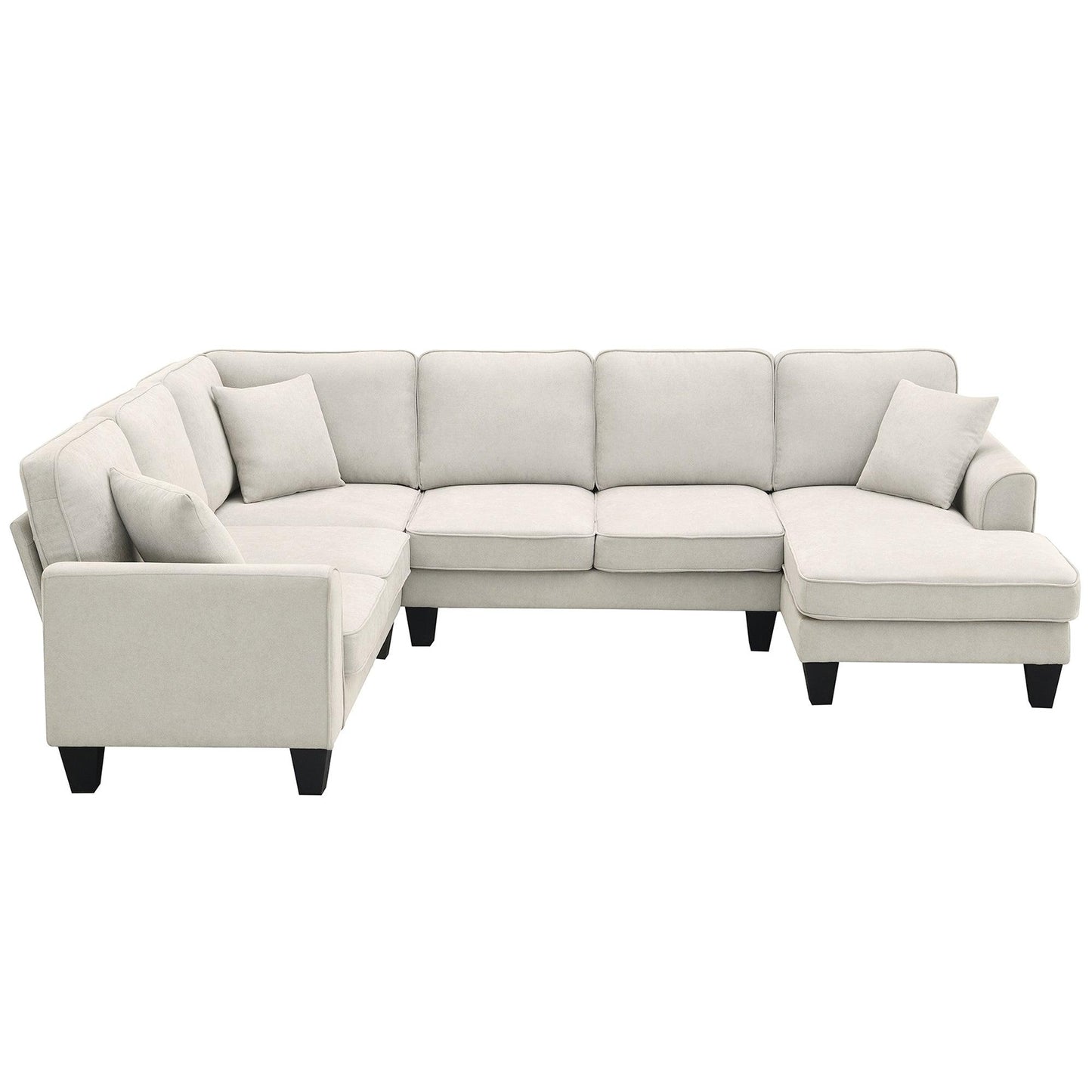 108*85.5" Modern U Shape Sectional Sofa 7 Seat Fabric Sectional Sofa Set - FurniFindUSA