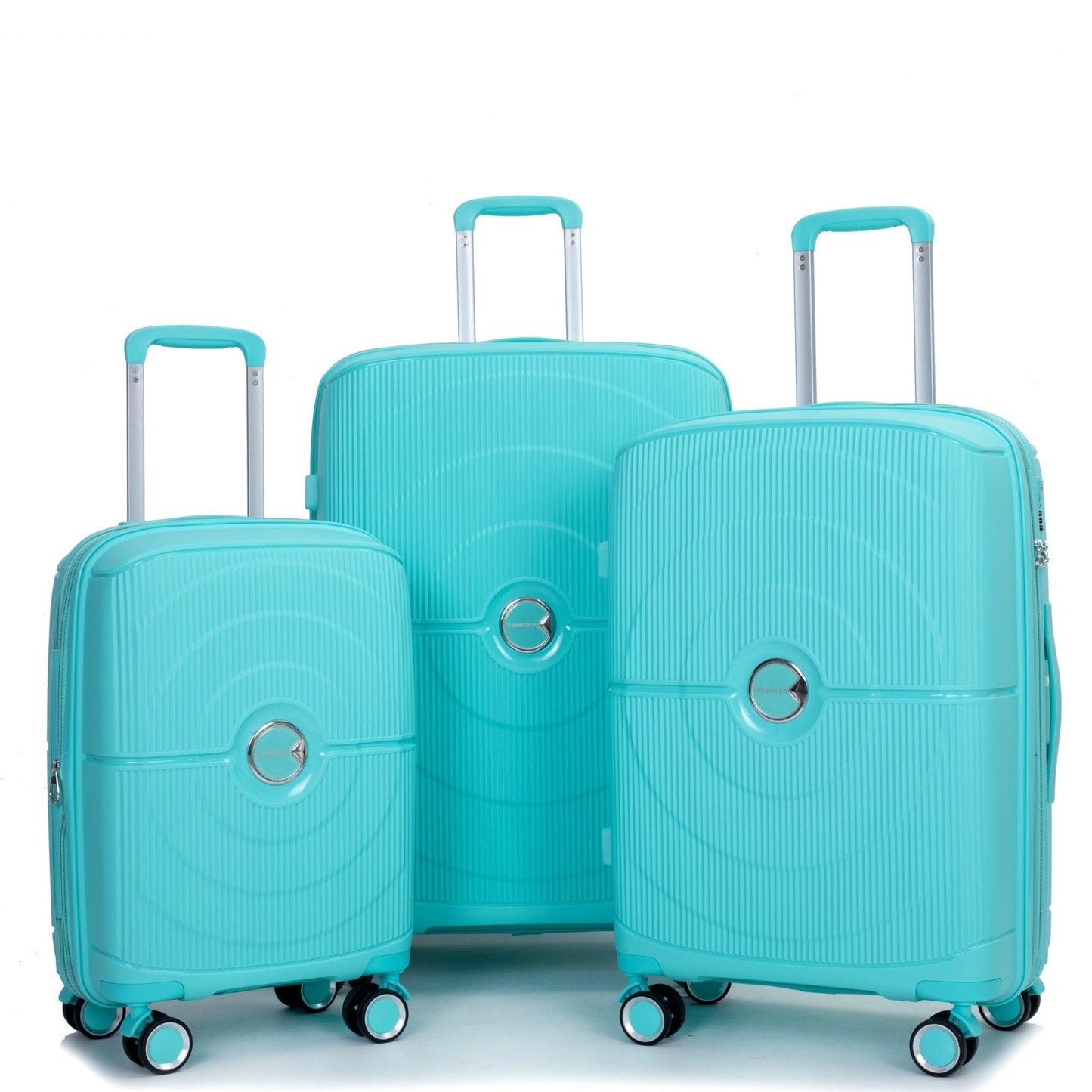 Expandable Hardshell Suitcase Double Spinner Wheels PP Luggage Sets Lightweight Durable 3-Piece Set (20/24/28) , Lake Blue - FurniFindUSA