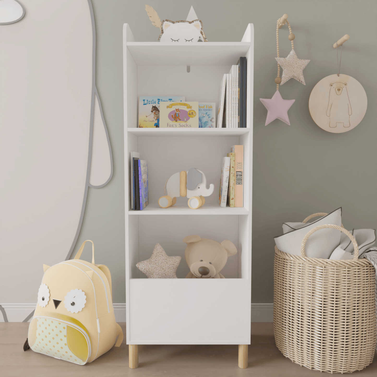 Kids 4-Tier Bookcase Children's Book Display Bookshelf Toy Storage Cabinet Organizer for Children's Room Playroom - FurniFindUSA