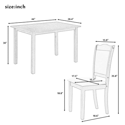 TREXM 5-Piece Wood Dining Table Set Simple Style Kitchen Dining Set Rectangular Table (Walnut) - FurniFindUSA