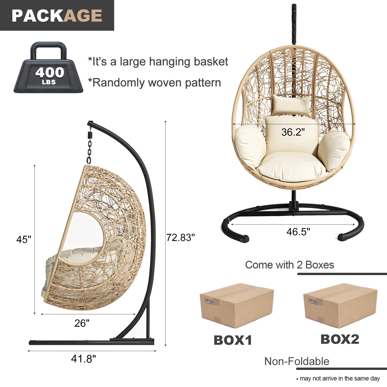 New Comming Outdoor Indoor PE wicker Swing Egg Chair Natural color - FurniFindUSA