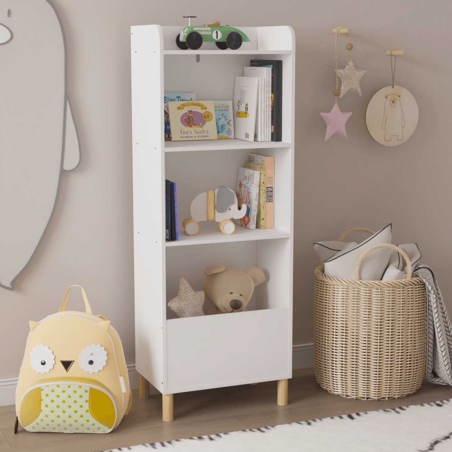 Kids 4-Tier Bookcase Children's Book Display Bookshelf Toy Storage Cabinet Organizer for Children's Room Playroom - FurniFindUSA