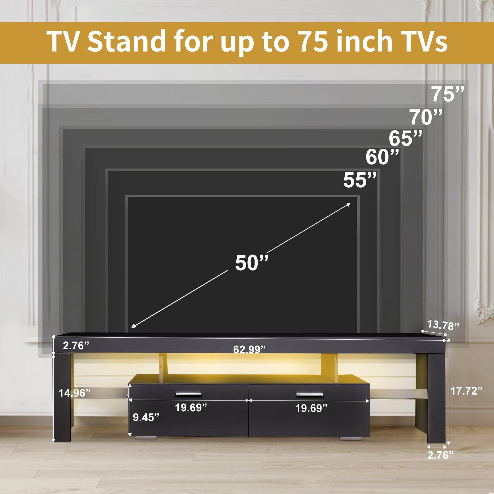 LED TV stand modern TV stand with storage Entertainment Center with drawer TV cabinet - FurniFindUSA