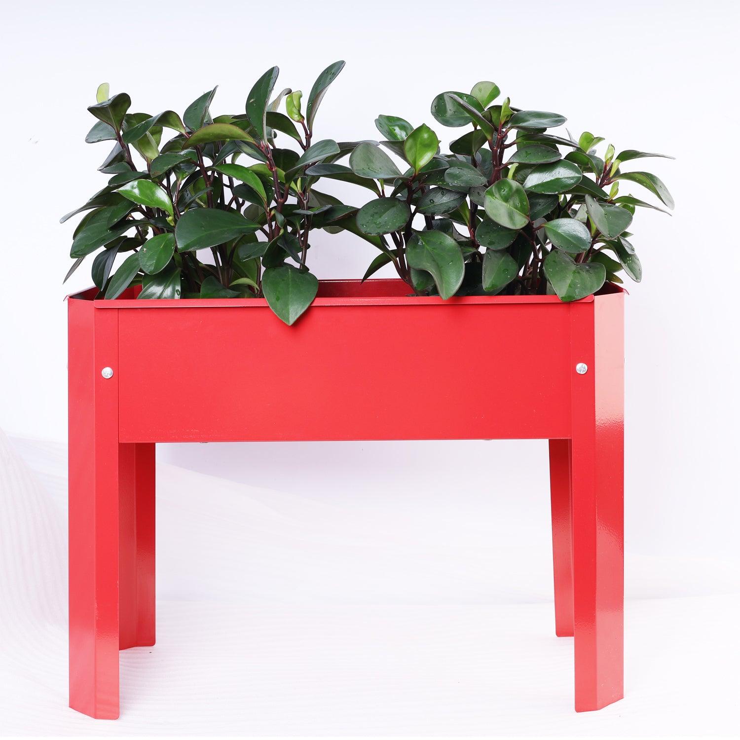 Elevated garden bed.metal elevated outdoor flowerpot box.suitable for backyard and terrace.large flowerpot. Red x 2 - FurniFindUSA