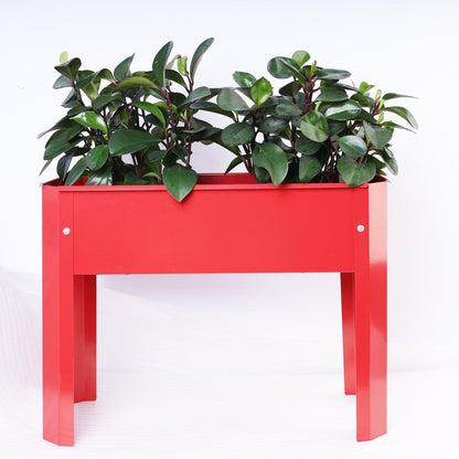 Elevated garden bed.metal elevated outdoor flowerpot box.suitable for backyard and terrace.large flowerpot. Red x 2 - FurniFindUSA