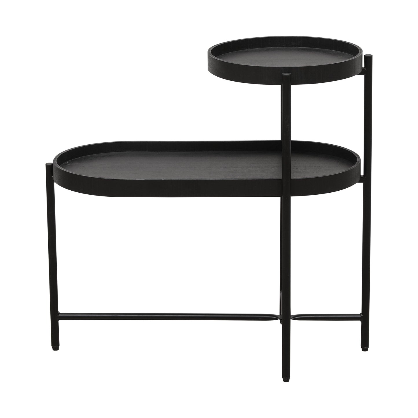 2-Tier Black Side Table with Storage Sofa Table for Living Room Metal Frame & Wooden Desk End Table - FurniFindUSA