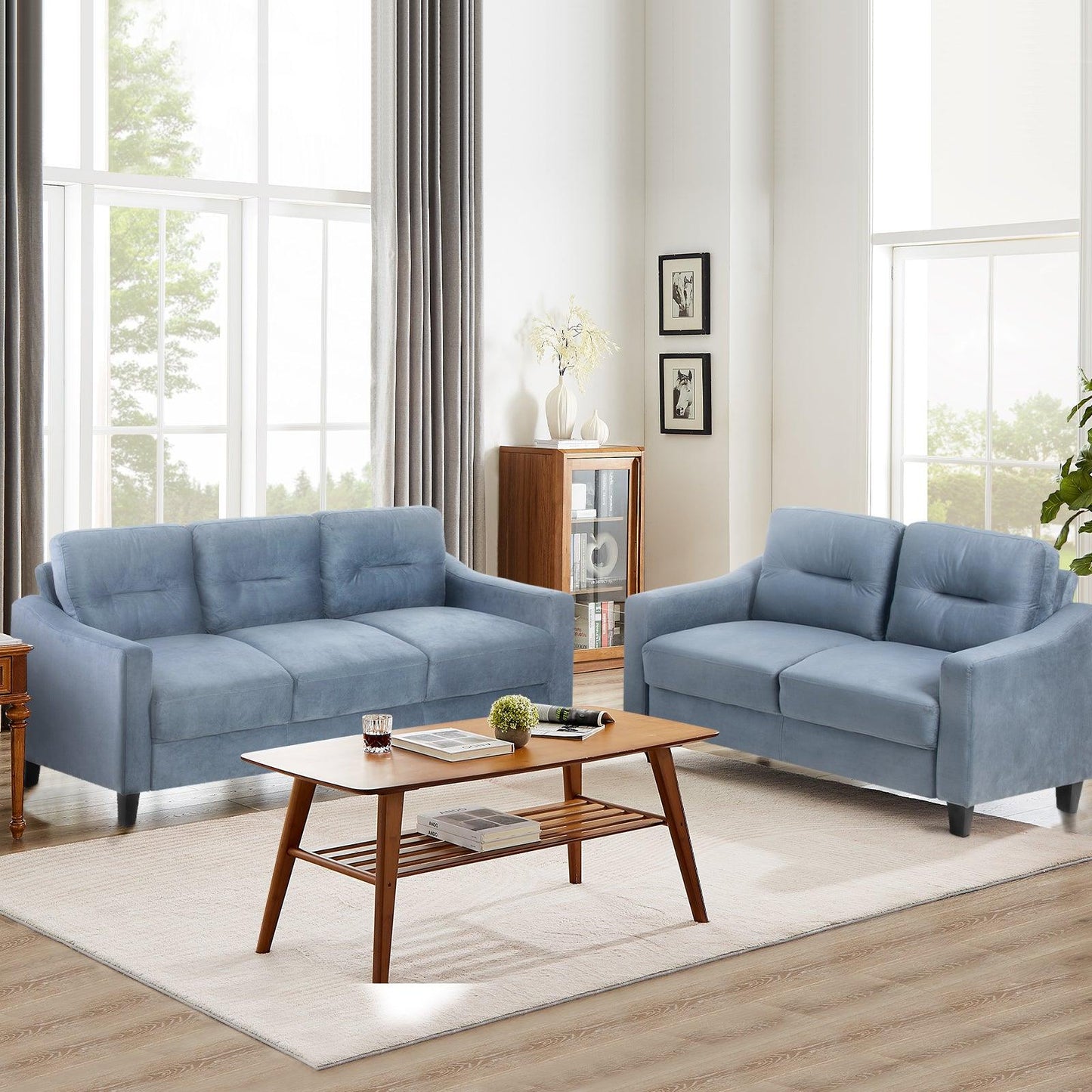 Gray Couch Comfortable Sectional Couches and Sofas for Living Room Office Small Space Chenille - FurniFindUSA