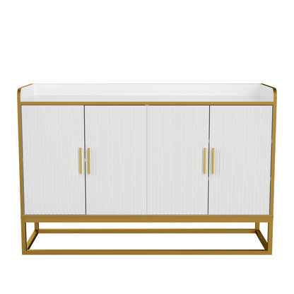 Modern Kitchen Buffet Storage Cabinet Cupboard White Gloss with Metal Legs for living room Kitchen - FurniFindUSA