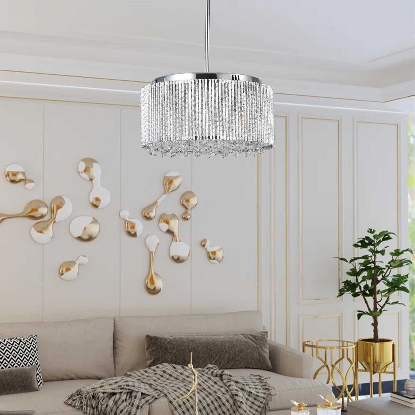 Modern Crystal Chandelier for Living-Room Round Cristal Lamp Luxury Home Decor Light Fixture - FurniFindUSA