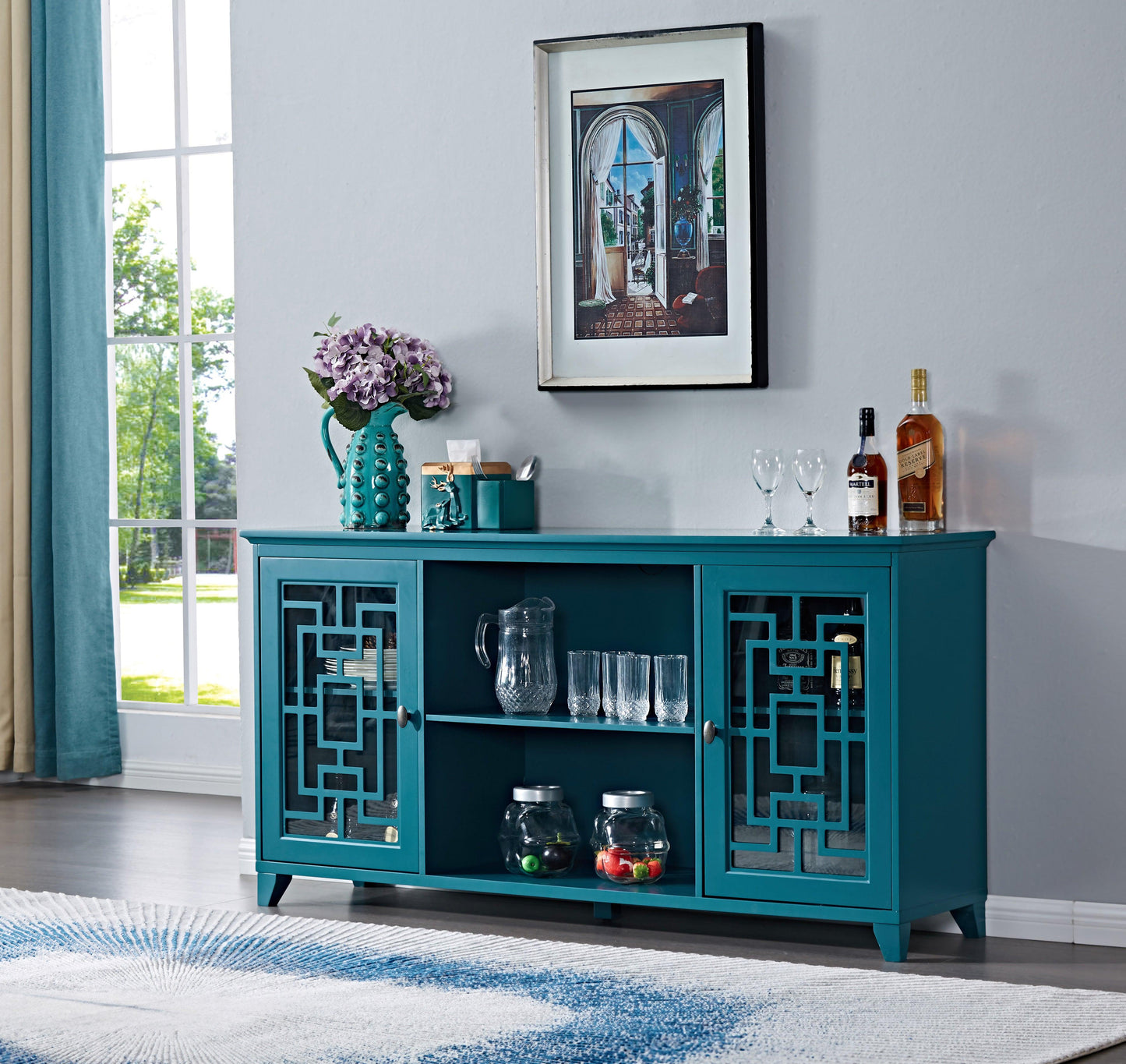 60" Sideboard Buffet Table /Storage Cabinet - FurniFindUSA